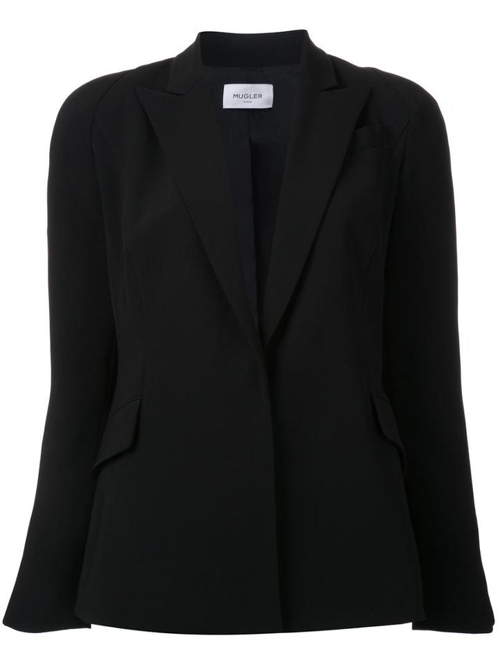 Mugler Classic Blazer, Women's, Size: 40, Black, Polyester/acetate