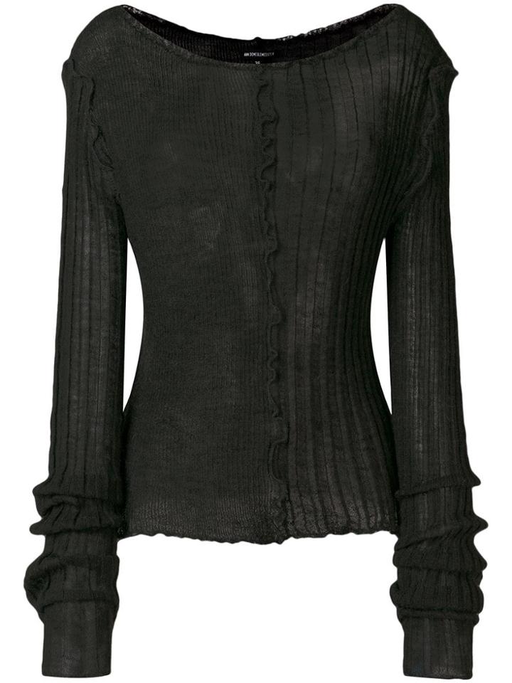 Ann Demeulemeester Rib Detail Knitted Top - Grey