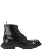 Alexander Mcqueen Studded Lace-up Boots - Black