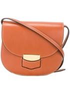 Céline Small Trotter Shoulder Bag, Women's, Brown, Calf Leather/lamb Skin