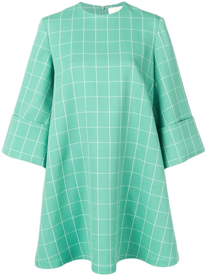 Sara Battaglia Check Print Dress - Green