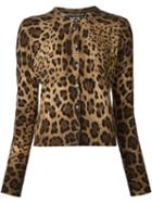 Dolce & Gabbana Leopard Print Cardigan, Women's, Size: 40, Brown, Cashmere