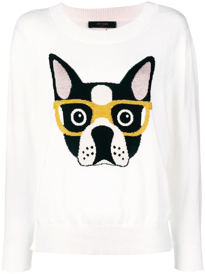 Twin-set Intarsia Dog Sweater - White