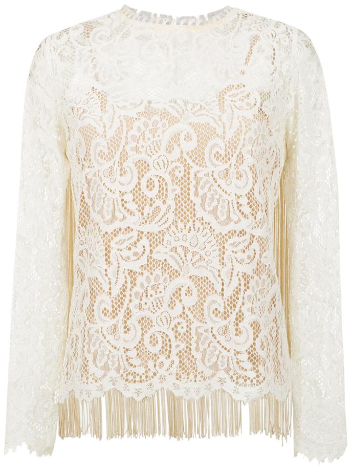 Nk Fringed Lace Blouse - White