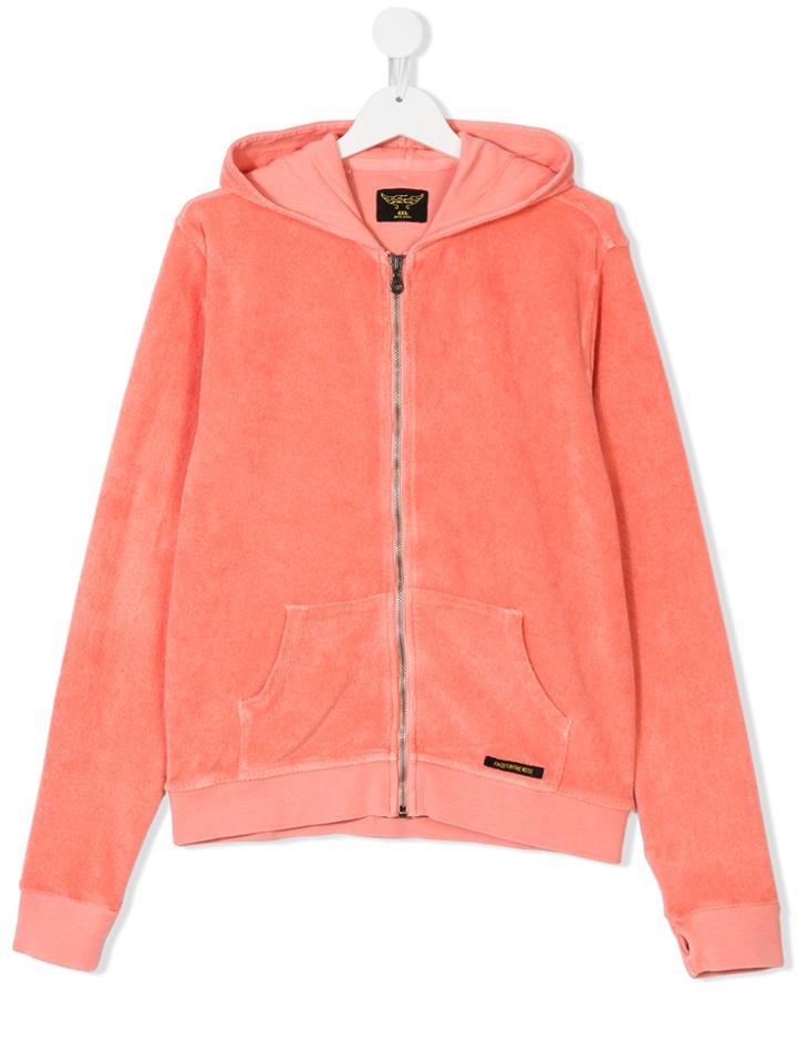 Finger In The Nose Teen Knitted Zipped Hoodie - Pink & Purple