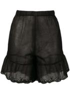 Semicouture Ruffled Cuff Shorts - Black