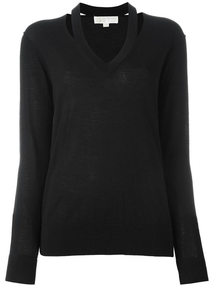 Michael Michael Kors V-neck Sweater, Women's, Size: Xl, Black, Merino