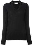 Michael Michael Kors V-neck Sweater, Women's, Size: Xl, Black, Merino