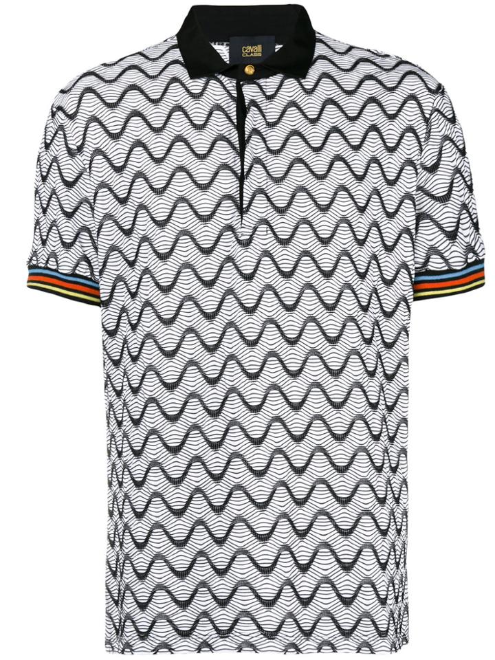 Cavalli Class Zig-zag Embroidered Polo Shirt - White