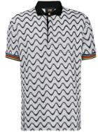 Cavalli Class Zig-zag Embroidered Polo Shirt - White