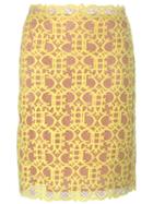 Emilio Pucci Straight Cut Macramé Skirt - Yellow