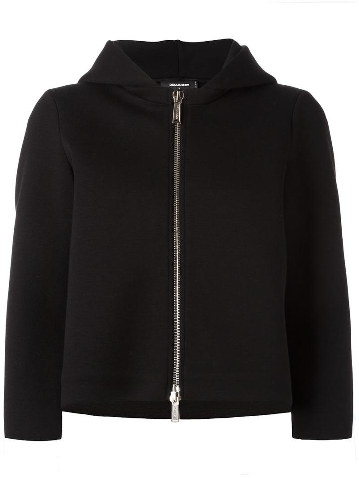 Dsquared2 Cropped Crane Kanji Hoodie, Women's, Size: Xs, Black, Viscose/spandex/elastane/acrylic/cotton
