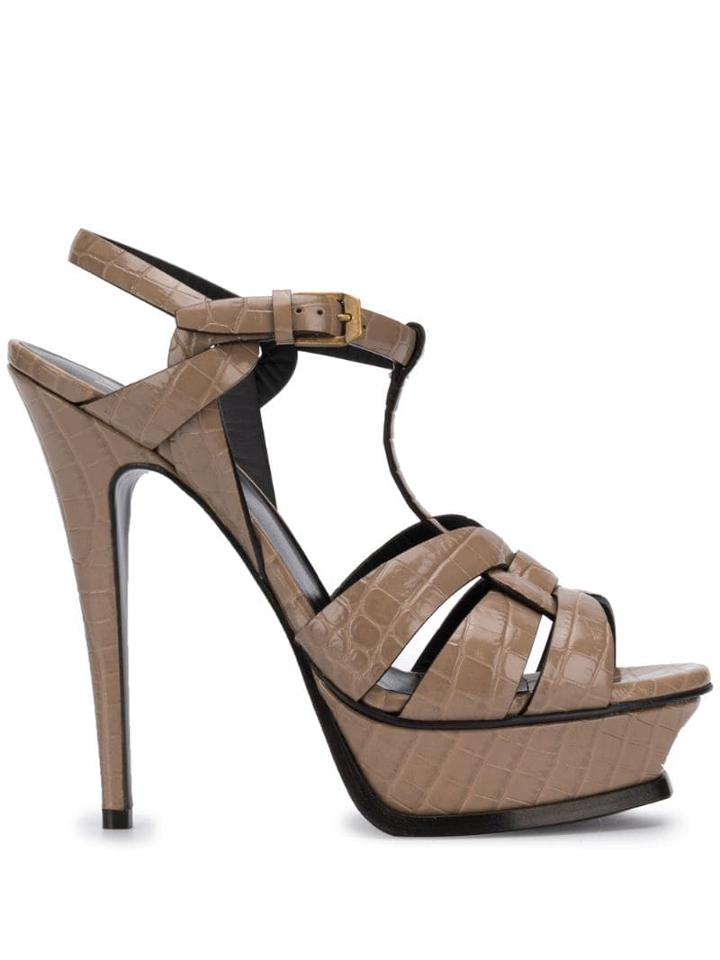Saint Laurent Tribute 105mm Sandals - Grey