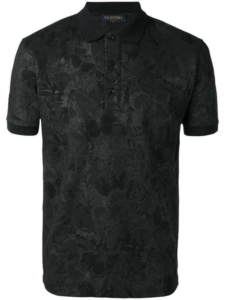 Valentino Rockstud Camubutterfly Polo Shirt, Men's, Size: Xl, Blue, Cotton