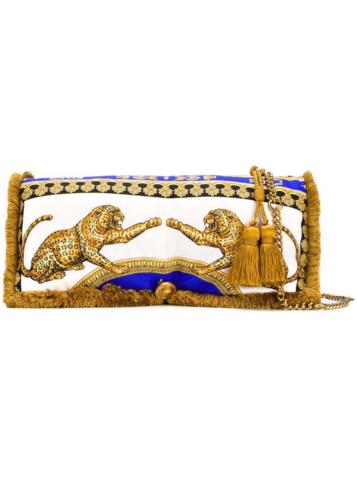Versace Leopard Print Clutch - White
