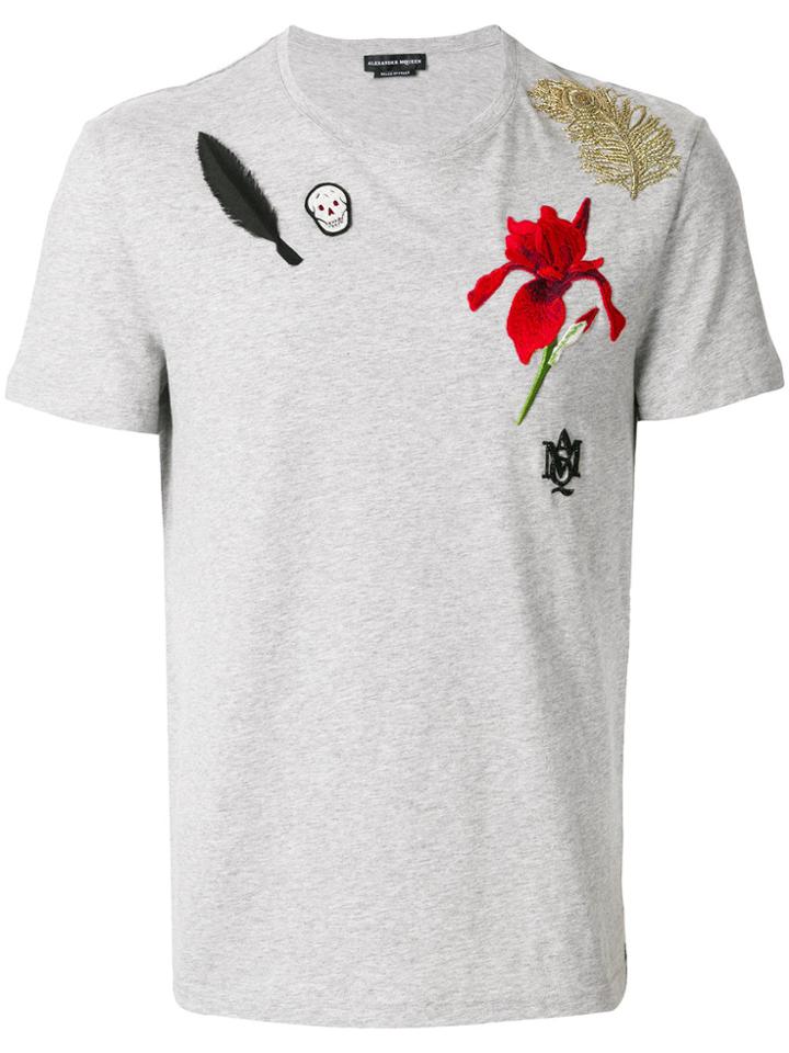 Alexander Mcqueen Floral Patch T-shirt - Grey