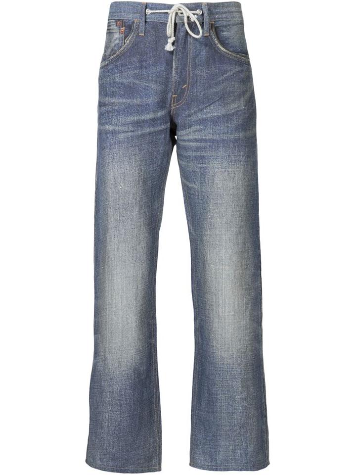 Junya Watanabe Comme Des Garçons Man Lace Waist Bootcut Jeans, Men's, Size: L, Blue, Linen/flax