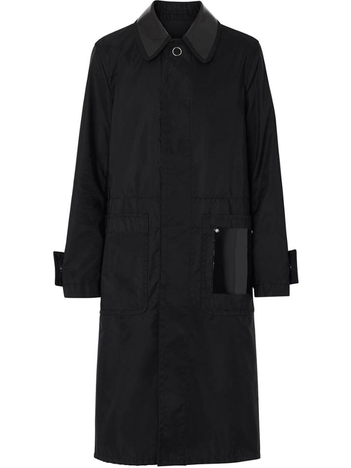 Burberry Pvc Collar Nylon Car Coat - Black