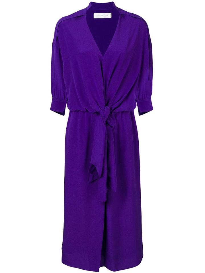 Victoria Victoria Beckham Knotted Waist Shirt Dress - Purple