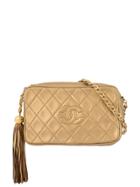 Chanel Vintage Quilted Fringe Chain Shoulder Bag - Gold