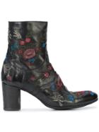 Fauzian Jeunesse Embroidered Flowers Ankle Boots - Black