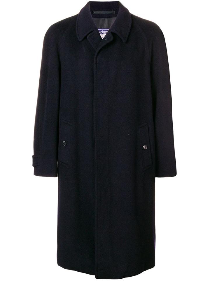 Burberry Vintage 1990's Buttoned Midi Coat - Blue