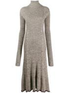 Jil Sander Rollneck Ribbed Midi Dress - Neutrals