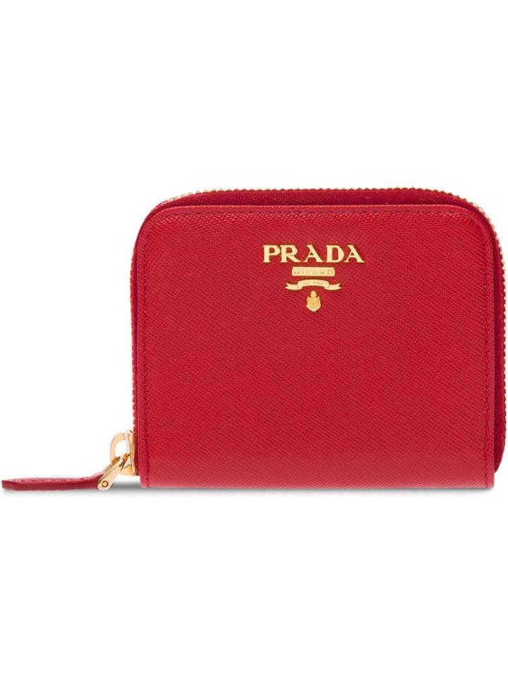 Prada Saffiano Leather Coin Purse - Red