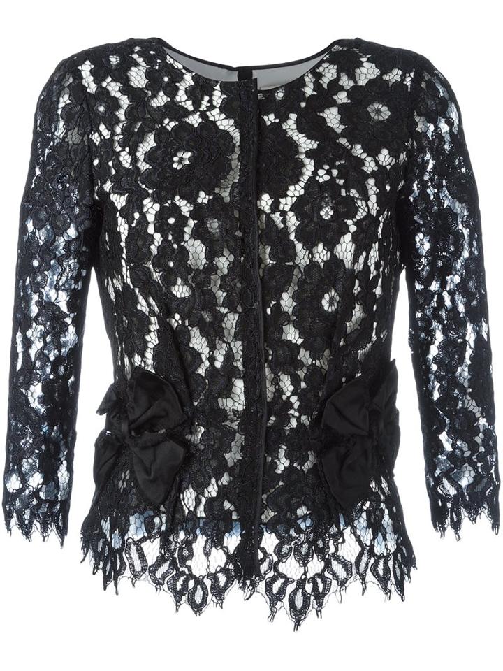 Marc Jacobs Floral Lace Blouse, Women's, Size: 4, Black, Silk/nylon/rayon/cotton