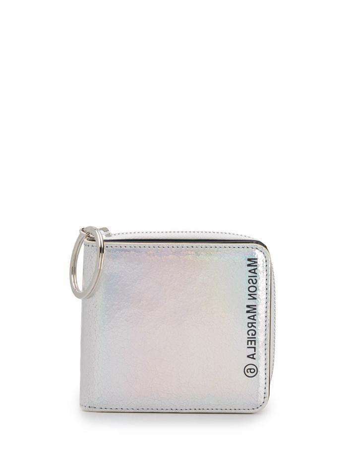 Mm6 Maison Margiela Logo-printed Iridescent Wallet - Metallic