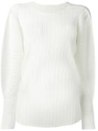 Pleats Please By Issey Miyake Pleated Sheer Blouse, Women's, Size: V, Nude/neutrals, Polyester