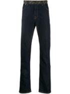 Fendi Monogram Waist Straight Jeans - Blue