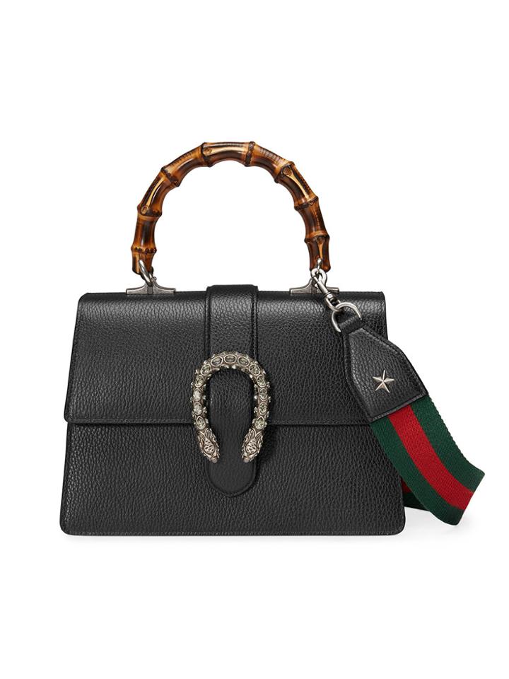Gucci Dionysus Leather Top Handle Bag - Black