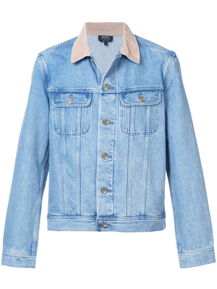 A.p.c. Contrast Collar Denim Jacket - Blue