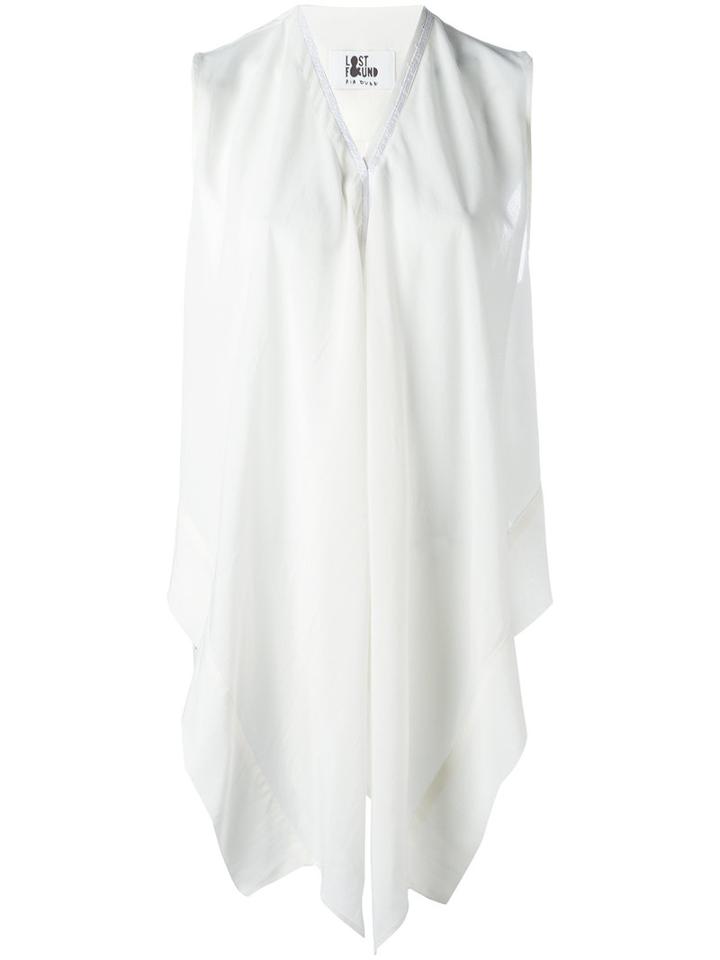 Lost & Found Ria Dunn - Asymmetric V-neck Top - Women - Cotton/lyocell - Xs, Women's, White, Cotton/lyocell