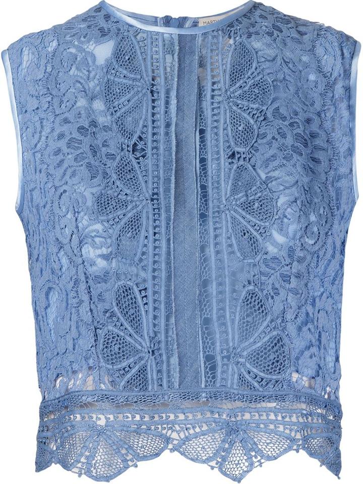 Martha Medeiros Sleeveless Crop Lace Top