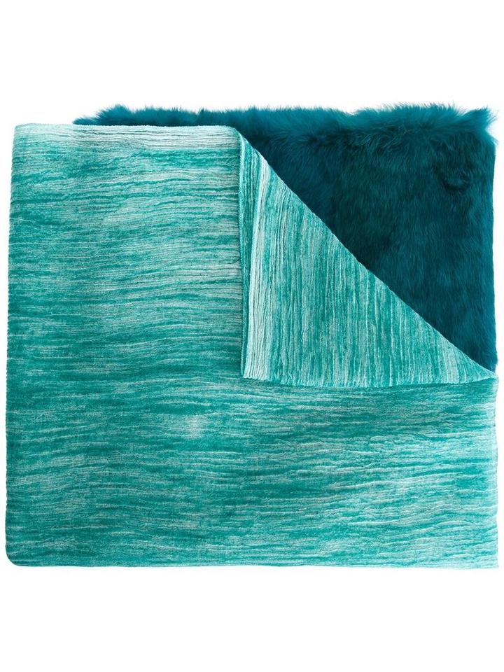 Cutuli Cult Fur Panel Raw Edge Scarf, Women's, Green, Rabbit Fur/modal/cashmere