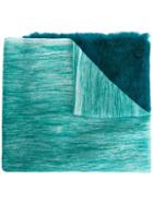 Cutuli Cult Fur Panel Raw Edge Scarf, Women's, Green, Rabbit Fur/modal/cashmere