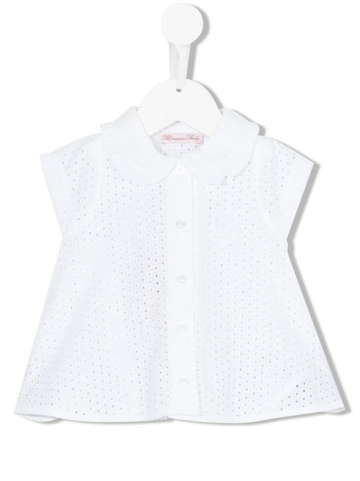 Miss Blumarine - Embroidered Shirt - Kids - Cotton - 9 Mth, White