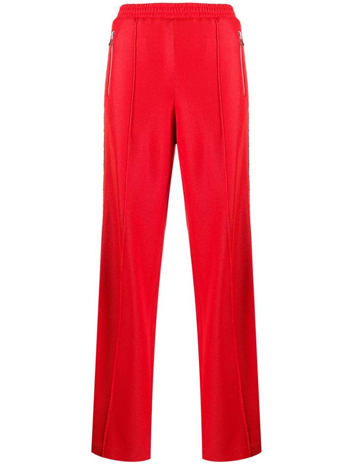 Area Crystal Embellished Track Trousers - Red