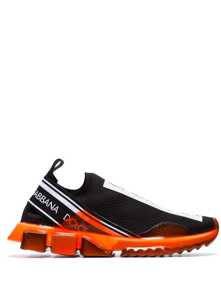 Dolce & Gabbana Black Neon Sole Knitted Sock Sneakers