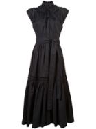Proenza Schouler Poplin Gathered Tiered Dress - Black