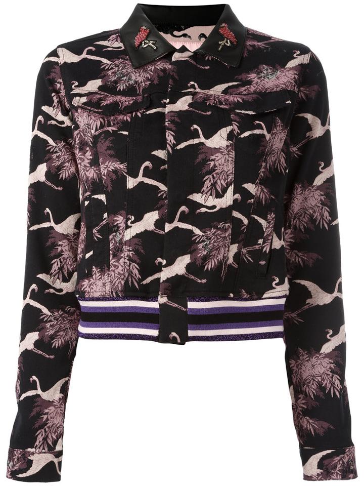 Giamba - Cropped Jacquard Jacket - Women - Cotton/polyamide/spandex/elastane/polyurethane - 42, Black, Cotton/polyamide/spandex/elastane/polyurethane