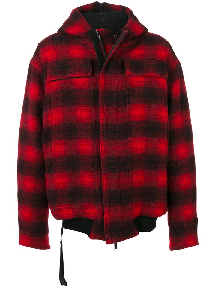 Unravel Project Plaid Hooded Jacket - Red