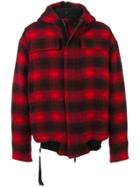 Unravel Project Plaid Hooded Jacket - Red