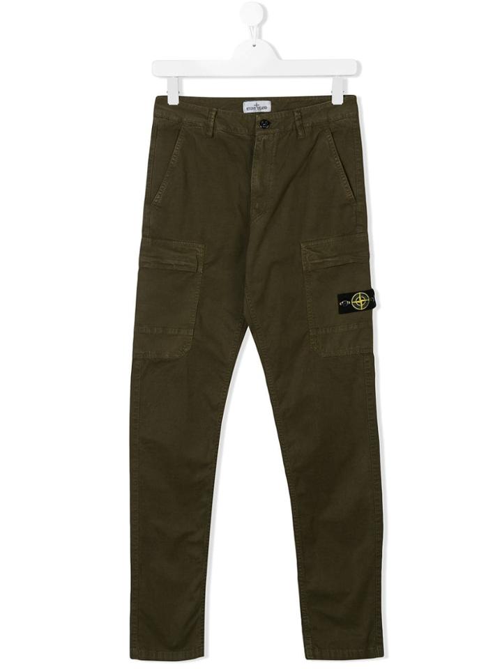Stone Island Junior Teen Logo Cargo Trousers - Green