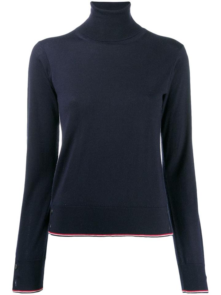 Thom Browne Rwb Tipping Cashmere Turtleneck - Blue