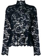 Ganni Lace Peplum Top - Black