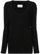 Allude Deep V-neck Knitted Top, Women's, Size: Xs, Black, Virgin Wool/cashmere