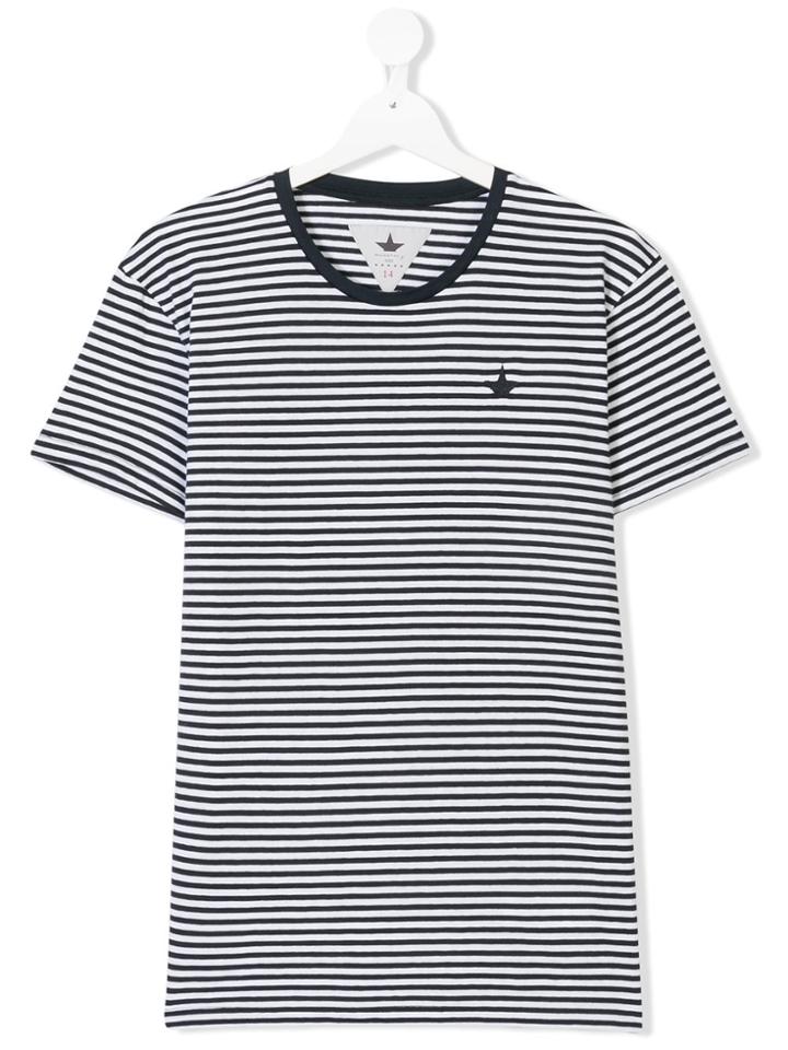Macchia J Kids Teen Striped Crew Neck T-shirt - White